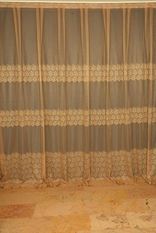 GEOMETRİK GOLD TEK KANAT Dikilmiş Pileli Fon Perde 300*260 Cm