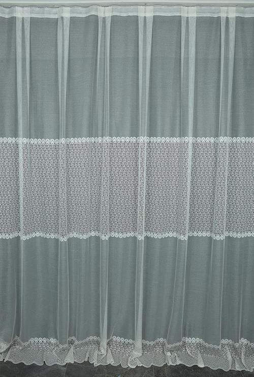 GÖBEKLİ DANTEL MODEL KREM RENK TEK KANAT Hazır dikilmiş Pileli Fon Perde 300*260 cm