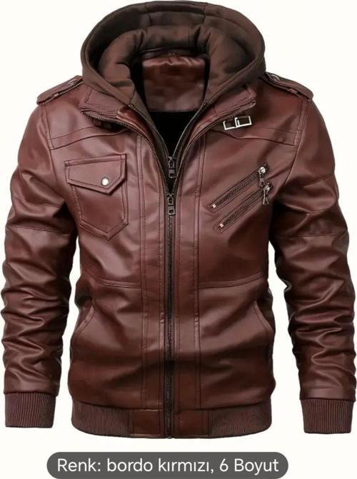 Kapüşonlu Hakiki Deri Apolet Ve Fermuar Detaylı Mont