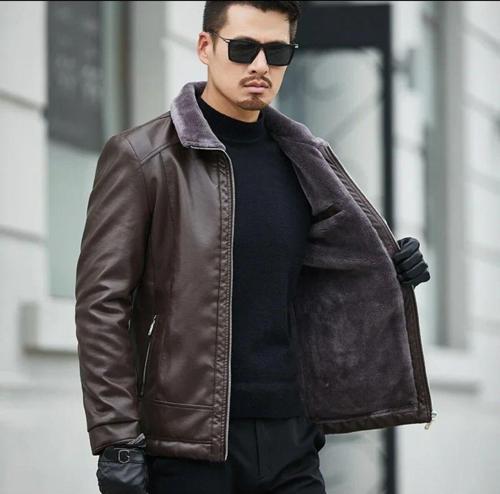 Hakiki Koyun Derisi Içi Yakası Kürk Erkek Mont Kahverengi