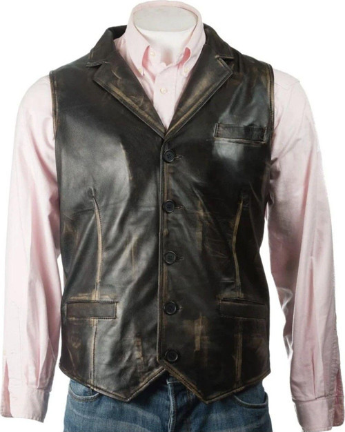 Prof Model Eskitme Yakalı Yelek Hakiki Kuzu Derisi Ayarlanabilir Arka Toka