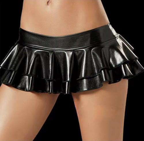 Mini Deri Etek Fır Fırlı Lastik Bel