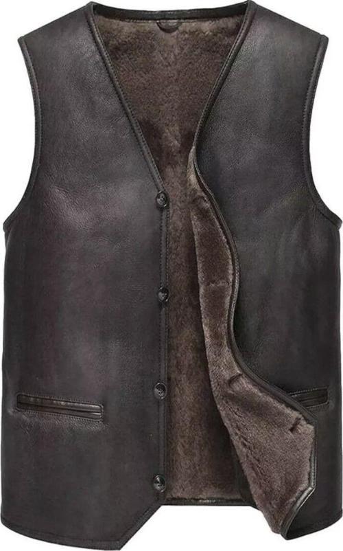 Zik Hakiki Koyun Derisi İçi Tüylü Dar Kesim Yelek