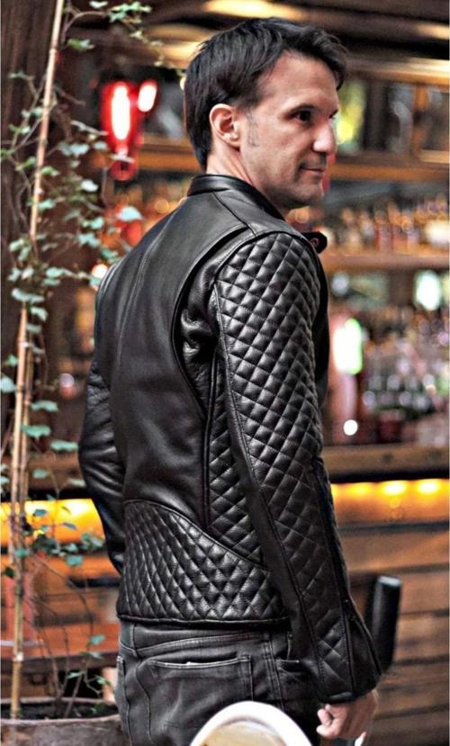 Prof Model Kapitone Dikim Detaylı Hakiki Koyun Derisi Biker Mont