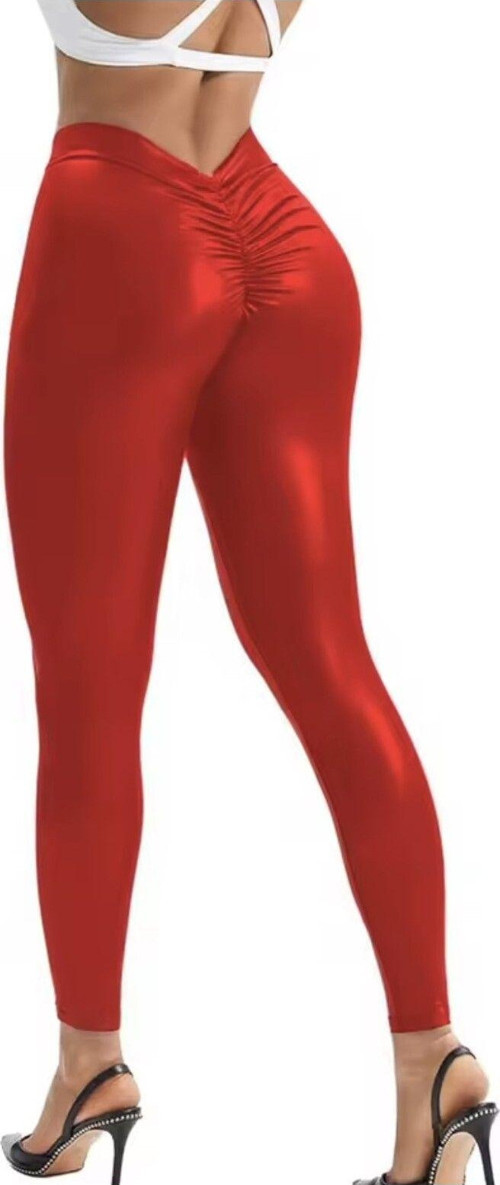 Arkası Büzgülü Deri Tayt Fitness,Gece,Party,Gündelik,Gösteri,Spor Lastik Belli