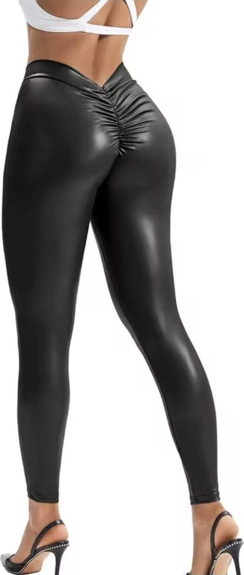 Arkası Büzgülü Deri Tayt Fitness,Gece,Party,Gündelik,Gösteri,Spor Lastik Belli