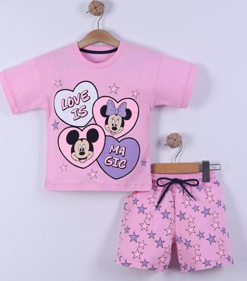 Yıldız Baskılı Kız Çocuk T-Shirt Şort Takım 3/6 yaş