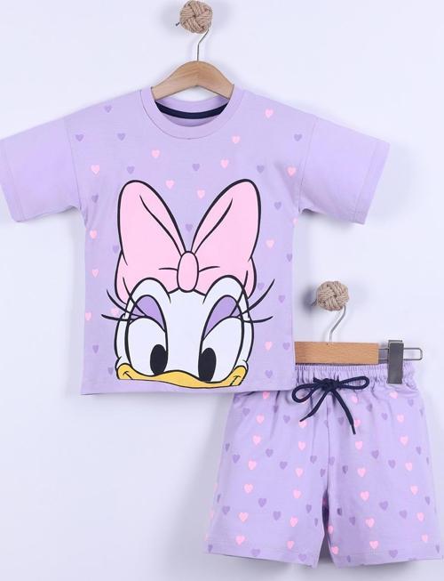 Kalp Baskılı Kız Çocuk T-Shirt Şort Takım 3/6 yaş