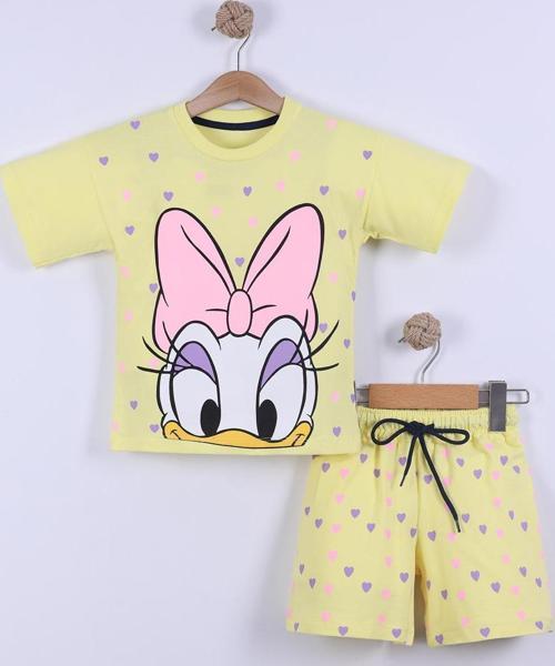 Kalp Baskılı Kız Çocuk T-Shirt Şort Takım 3/6 yaş