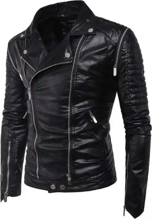 Hakiki Kuzu Derisi Omuzları Dikey Süs Fermuarlı Biker Mont