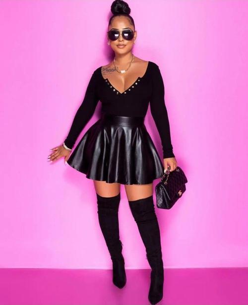 Kloş Suni Deri Etek Orta Boy