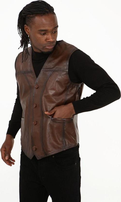 Klasik Hakiki Kuzu Derisi Yelek Rahat Kesim