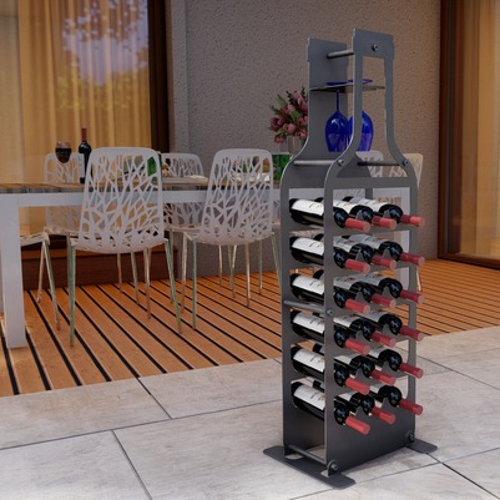 Büyük Boy Şarap Şişesi Standı Metal Şarap şisesi Desenli Dekoratif