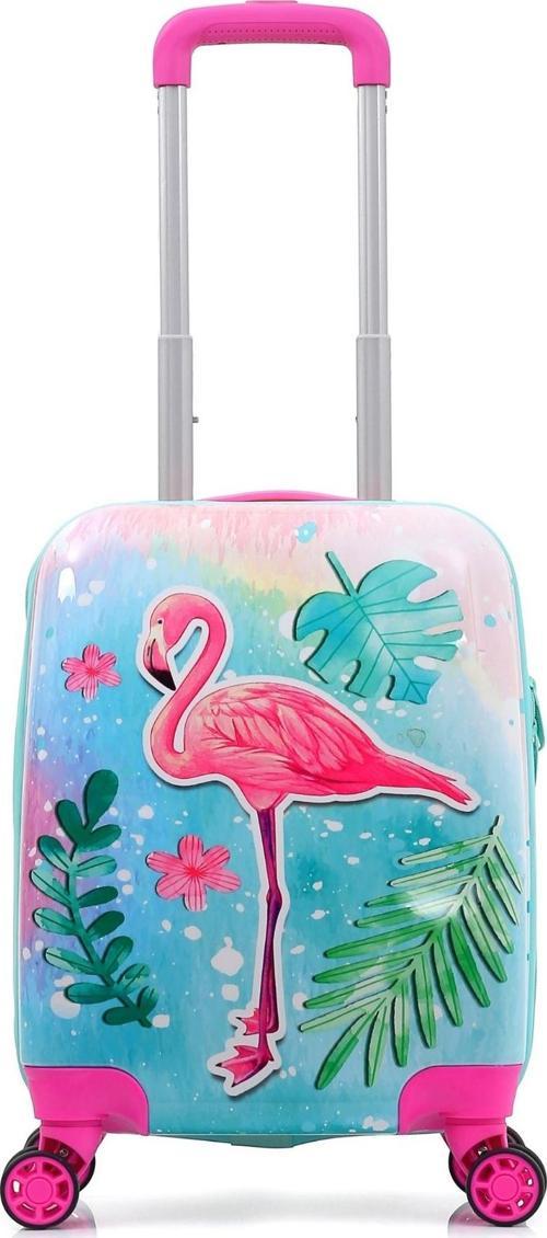 Kids Pembe Flamingo ve Güneş Desenli Kız Çocuk Valizi 153.03