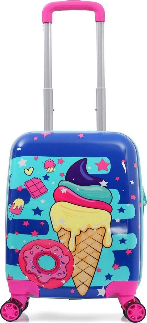 Kids Mor Pembe Dondurma Donut Desenli Kız Çocuk Valizi 151.01