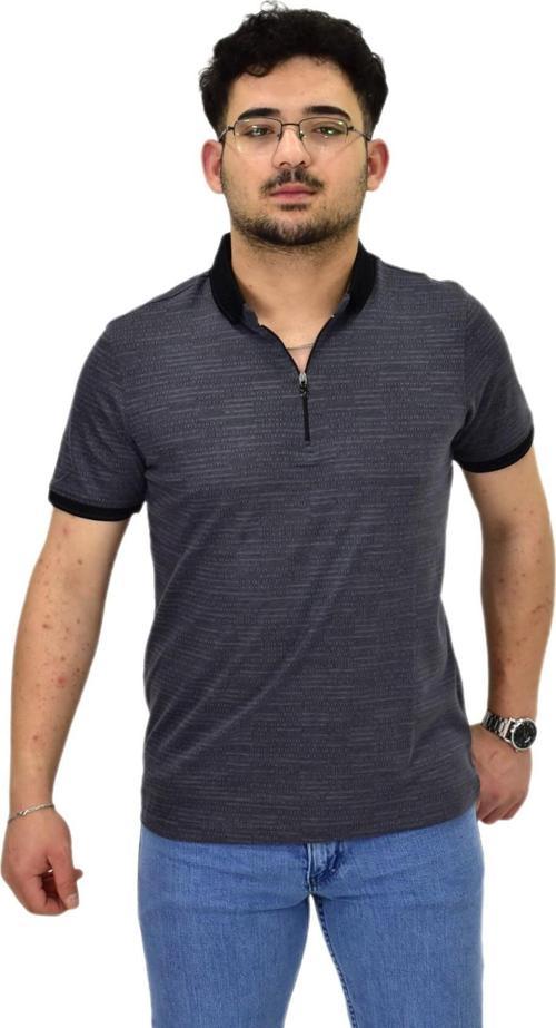 Erkek Polo Yaka Fermuarlı Merserize Jakarlı Tişört 7640 BGL-ST04537
