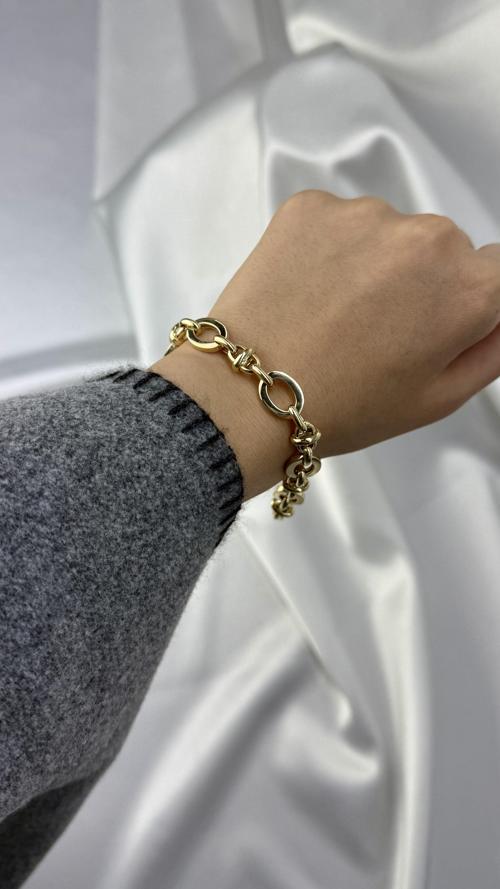 Aynalı Halka Model Altın Bileklik