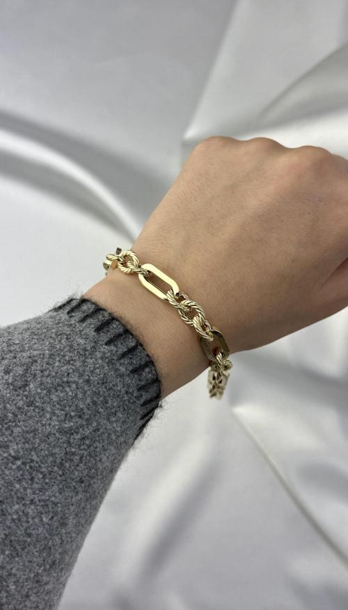 Burgulu Halka Detaylı Ataç Altın Zincir