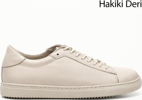 Kadın Bej Antik Bağcıklı Termo Taban Hakiki Deri Sneaker