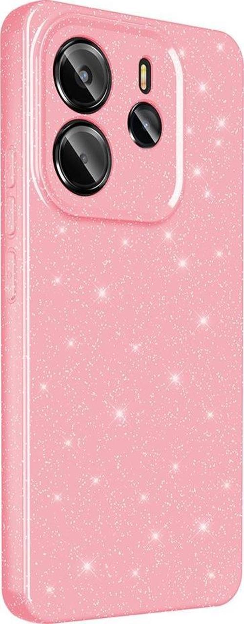 Redmi Note 14 Kılıf Kamera Korumalı Simli Parıltılı Lüks Silikon