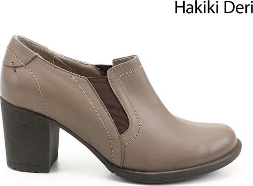 Kadın Vizon Antik Orta Kalın Topuklu Hakiki Deri Ayakkabı