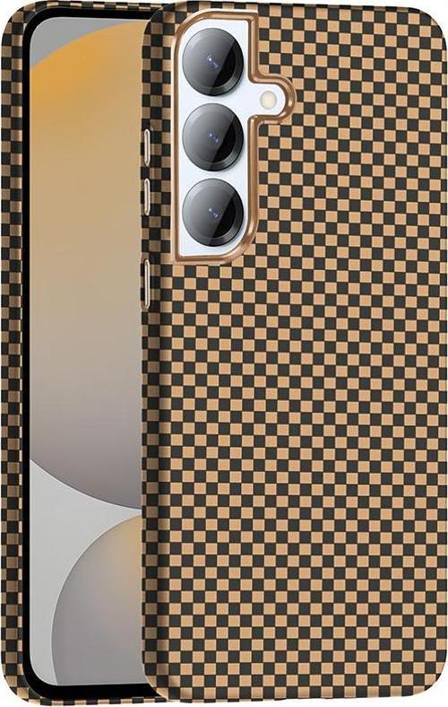 Galaxy S25 Kılıf M-safe Şarj Özellikli Karbon Fiber Görünümlü Zore Gros Kapak Desert Titanyum