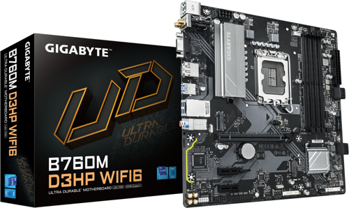 GIGABYTE B760M D3HP WIFI6, 4xDDR5, 2xM.2, DP, HDMI, VGA, Wi-Fi 6E, Bluetooth v5.3, 12-13.14.Nesil, LGA1700 Soket, Anakar