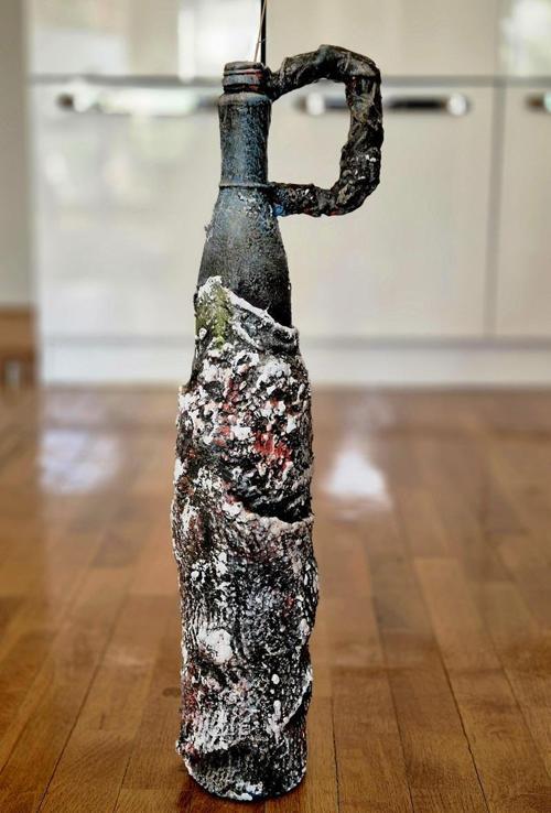 El Yapımı Polyester Doğaçlama Vazo 56x16cm