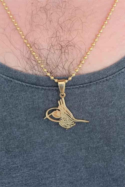 Bakımlı Erkek için Golden Osmanlı Tuğra Kolye