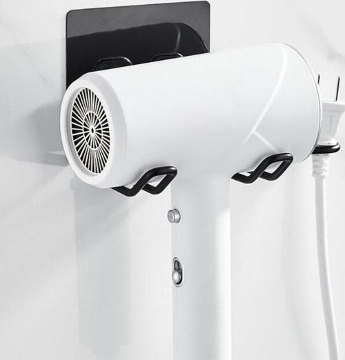 Büro Ev Banyosu için Yapışkanlı Siyah Askı Fön Makine Tutucu