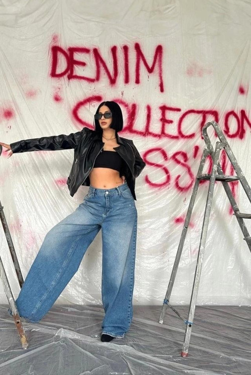 Mavi Geniş Paça Jeans Pantolon