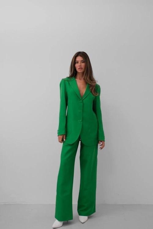 Bel Katlamalı Pantolon Blazer Ceket Takım