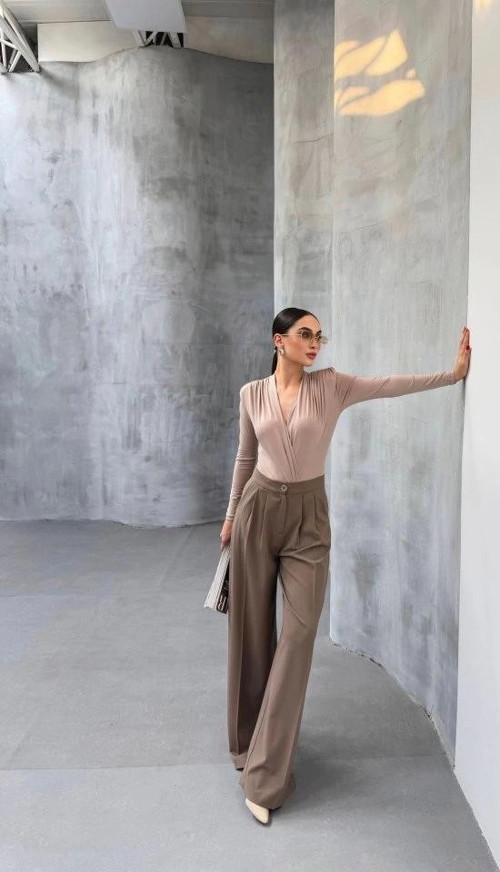 230 Gr Poly Viscose Full Lycra Pi̇leli̇ Palazzo Pantolon