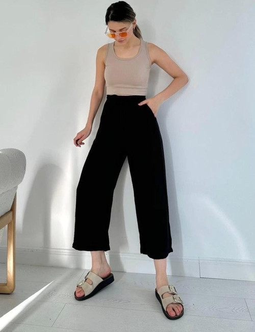 Siyah Keten Pantolon