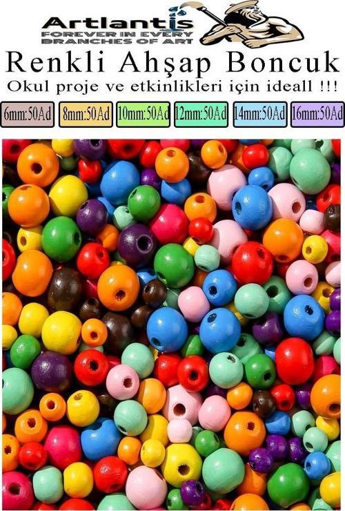 Renkli Ahşap Boncuk 300 lü 1 Paket Renkli Ahşap Boyalı Yuvarlak Doğal Boncuklar Saç Takı Tasarım Etkinlik Kreş