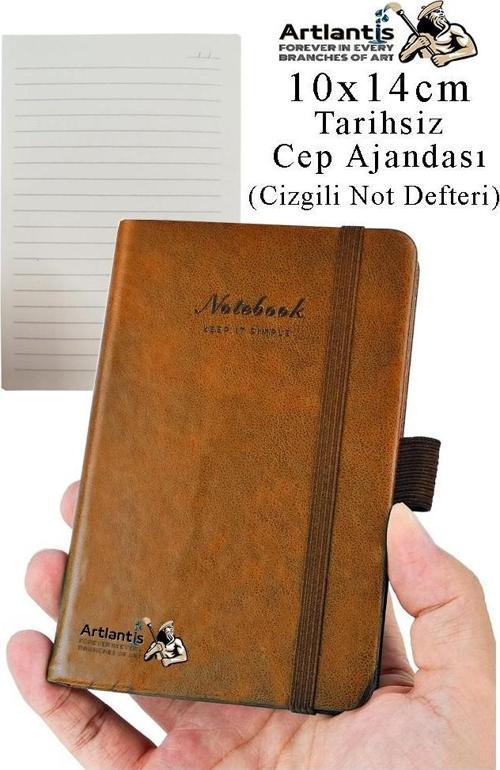 Sert Kapak Tarihsiz Ajanda 10x14 cm 1 Adet Sert Kapak Lastikli Not Defteri Cep Ajandası Çizgili Kalem Tutuculu Thermo