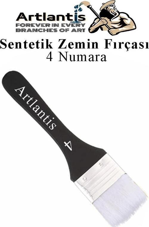 Zemin Fırçası 4 Numara 1 Adet Siyah Saplı Beyaz Fırça Kıllı Sentetik İpek Uçlu Kıl Akrilik Guaj Yağlı Boya Fırçası Zemin