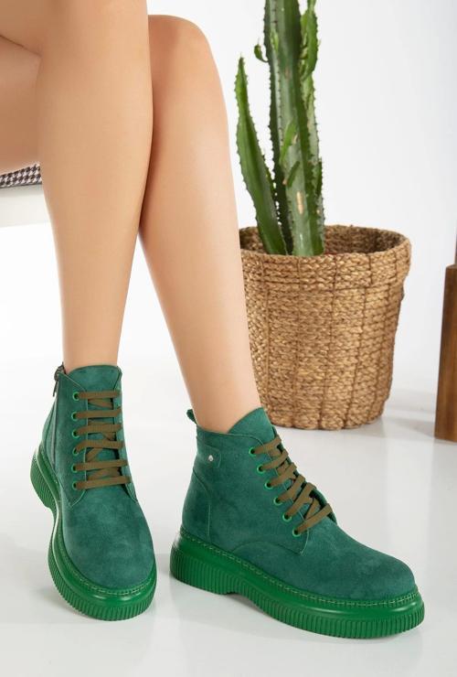 Jiwa Yeşil Süet Bağcıklı Bot