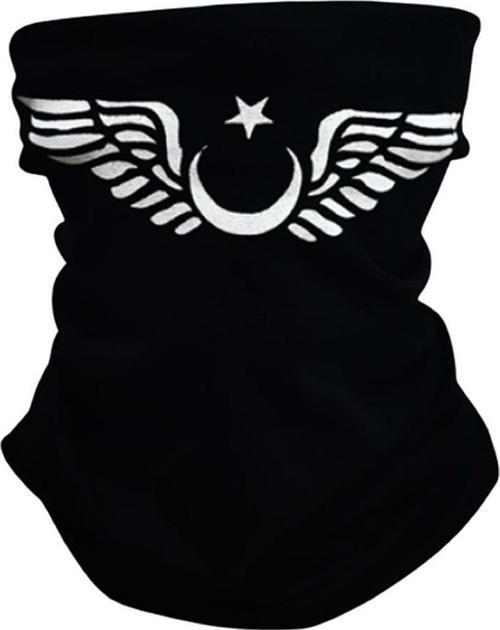 Buff ( Bandana) Yüz Maskesi Ayyıldız Baskılı Siyah