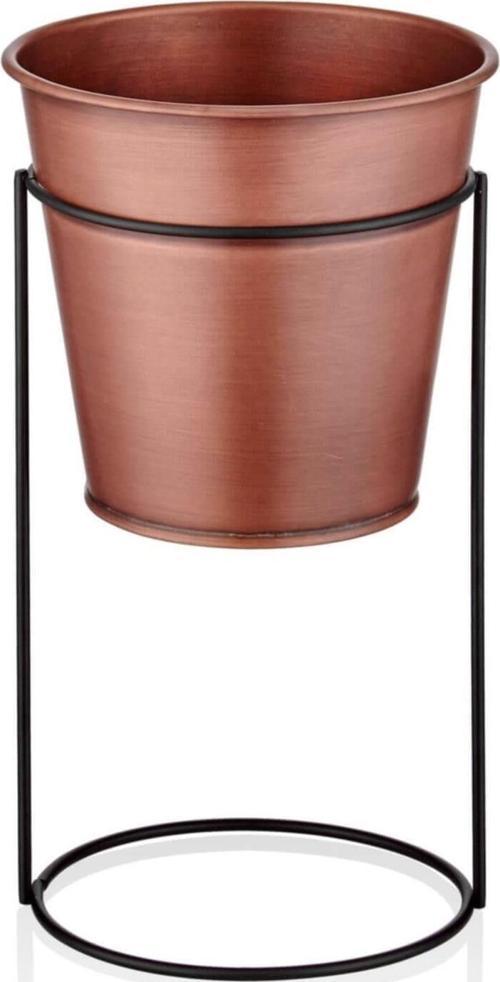 bakır kaplama ayaklı çiçeklik - 27 cm ayaklı saksı