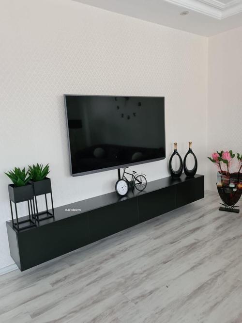 Milas Tv Ünitesi Tv Sehpası Soft Siyah 240 Cm