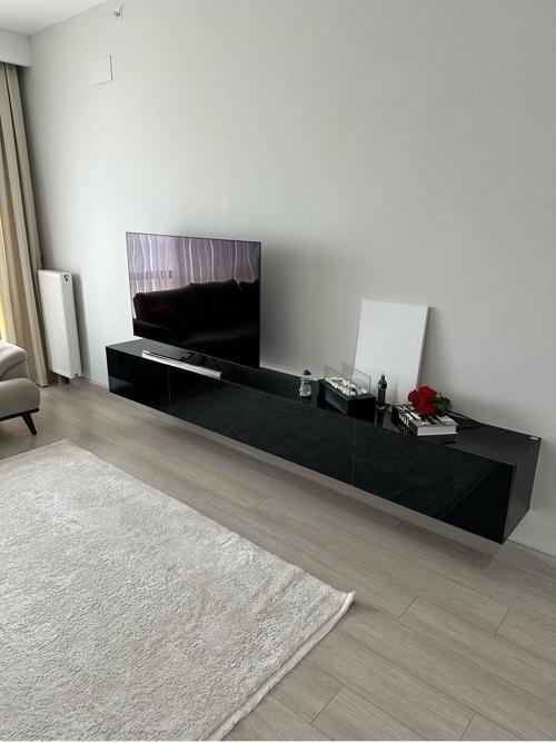 Milas Tv Ünitesi Tv Sehpası Highgloss Parlak Siyah 240 Cm
