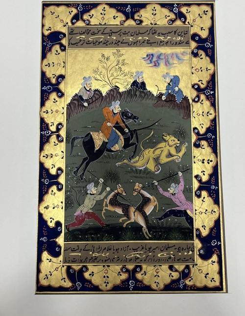 Sultan'ın Aslan Avı Adlı El Yapımı Minyatür Resim 30x18,5 cm