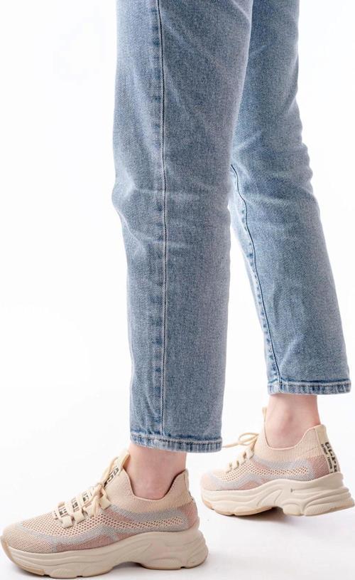 3001 Bej Bağcıklı Fileli Günlük Spor Ayakkabı