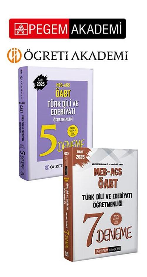 PEGEM AKADEMİ 2025 MEB AGS ÖABT Türk Dili ve Edebiyatı Öğretmenliği Tamamı Çözümlü 5 Deneme + 2025 M