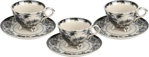 Florantıne 6Lı Ayaklı Çay Fincanı Set  Siyah