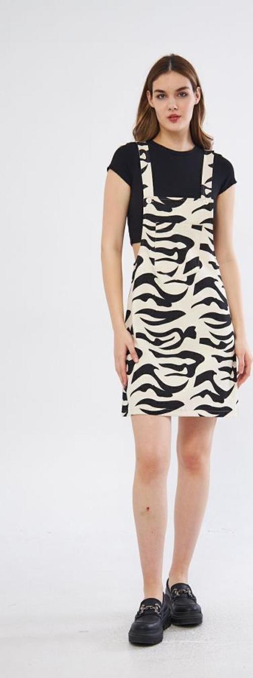 Kadın Gabardin Salopet Askılı Mini Elbise 3568185