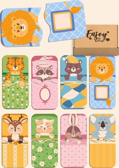 Bebek Puzzle Eşleştirme Oyunu Ahşap Iki Parçalı Yapboz Beceri Zeka Geliştirme Oyunu Eğitici Oyuncak