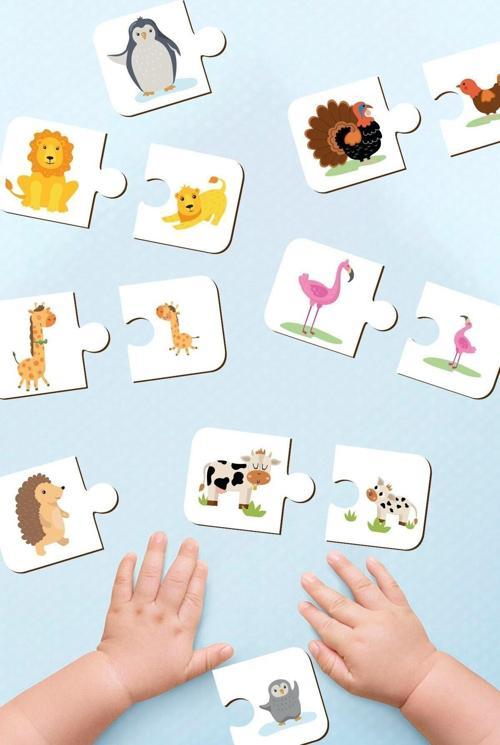 Ilişki Kurma 2 Parçalı Puzzle Ahşap Eşleştirme Oyunu Okul Öncesi Bebek Eğitici Oyuncak