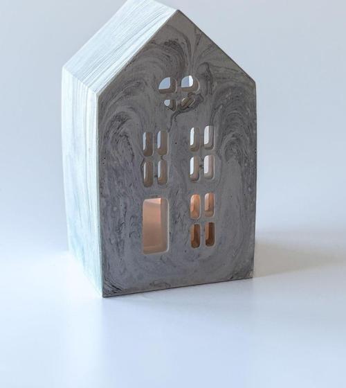 Ev Tealight Mumluk Mermer Desen